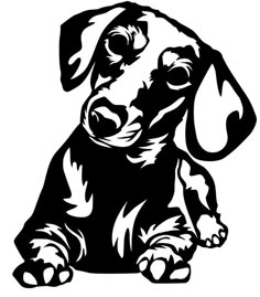 a black and white drawing of a dog