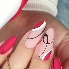 Abstract Nails Almond, Two Color Nails, Quick Nail Art, Trendy Nail Designs, Makeup Nails Designs, Nail Vinyls, Wow Nails, Manicure Nail Designs, Stylish Nails Designs