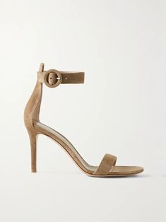 Camel Portofino 85 suede sandals | GIANVITO ROSSI | NET-A-PORTER Timeless Open Toe Summer Sandals, Timeless Open Toe Sandals For Summer, Timeless Summer Open Toe Sandals, Elegant Suede Sandals With Single Toe Strap, Elegant Single Toe Strap Suede Sandals, Luxury Suede Ankle Strap Sandals, Chic Suede Sandals With Single Toe Strap, Luxury Suede Summer Heels, Elegant Suede Ankle Strap Sandals