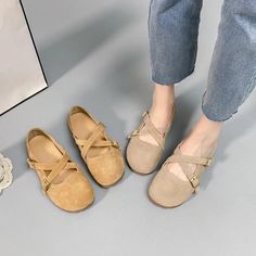 Comfortable, One of Kind. Flats online shop,|Suede|Rubber|Flat|Round Toe|Buckle Strap|Female|Pigskin|2cm|Apricot|Camel|35|36|37|38|39|40|Spring/Fall Elegant Church Outfits, Leather Mary Jane Flats, Resort Chic, Grandma Fashion, Genuine Leather Sandals, Flats Online, Granny Flat, Embellished Jeans, Suede Flats