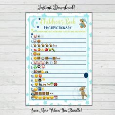 a children's book emojtionary printable