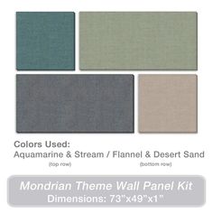 the mountain theme wall panel kit is shown in four colors, including gray and green