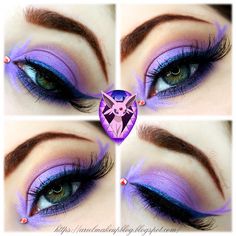 Espeon Makeup, Pokemon Makeup Looks, Espeon Costume, Espeon Cosplay, Pokemon Makeup, Artsy Makeup, 151 Pokemon, Pokemon Costumes, Makeup Drawing