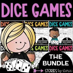 dice games for kids to play in the classroom with pictures on them and text that reads dice