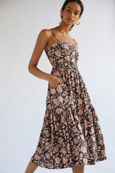 Floral Midi Dress | Nuuly Rent Midi Dress For Women, Circle Dress, Tiered Maxi Skirt, Casual Day Dresses, Breezy Dress, Evening Gowns Elegant, Silky Dress, Wiggle Dress, Unique Dresses