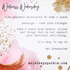 a pink flower with gold glitters on it and a quote from markeysparkie com