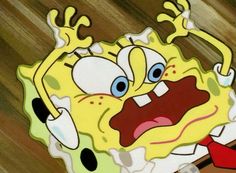 an animated spongebob character with its mouth wide open