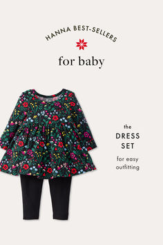 Holiday-ready skater dress and leggings set crafted to feel gentle on baby's sensitive skin during the festive season.

Model is 2'4" and is wearing size 60—all styles designed for an extra year of growth
Soft and smooth on baby's skin
Stretch jersey keeps its shape
Like new wash after wash
OEKO-TEX® STANDARD 100 certified safe from hundreds of harsh chemicals