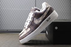 Embrace iconic style with these statement-making Trainers, channeling the legendary Louis Vuitton x Nike Air Force 1 collaboration. The luxurious brown leather upper, adorned with the signature Louis Vuitton monogram, exudes sophistication and streetwear cool. The crisp white midsole and laces contrast cleanly, while the Off-White™-inspired "AIR" branding adds a contemporary edge. Step into the spotlight with these coveted kicks that blend high-fashion and sneaker culture. Sneaker Culture, Loafer Sneakers, Iconic Style, Air Force 1 Low, Low Sneakers, Nike Air Force 1, Air Force 1, Nike Air Force, Loafer Shoes