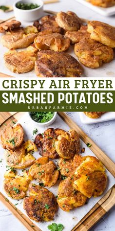 Add Crispy Air Fryer Smashed Potatoes to your Super Bowl appetizer recipes! Fluffy on the inside and crispy on the outside, these Game Day food ideas and easy football snacks are vegan, gluten-free, and made with simple ingredients. Ready in under an hour, they’re a guaranteed hit! Summer Side Dishes For Bbq, Garlic Air Fryer, Air Fryer Smashed Potatoes, Smashed Potatoes Baked, Savory Butter, Potato Side Dishes Easy, Garlic Smashed Potatoes, Potatoes Crispy, Veggie Side Dish Recipes