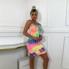 This stunning mini dress is ideal for summer. It’s sleeveless, the pattern is print. The dress can be worn on any occasion, especially at casual parties and gatherings. The material of the dress is polyester. Description: Color: Multicolor Season: Summer Material: Polyester Suspenders For Women, Tie Dye Crop Top, Women's Tie, Crop Top Skirt, Crop Top Outfits, Womens Tie, Tie Dye Print, American Women, Ladies Party