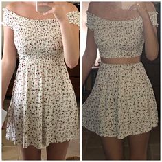 Turn A Dress Into A Two Piece, Upcycle Dress To Two Piece, Diy Skirt And Top Set, How To Make A Dress Into A Two Piece, Thrift Flip Dress To Two Piece, Dress To 2 Piece Diy, Diy Skirt From Dress, Dress To Two Piece Diy, Turn A Dress Into A Skirt