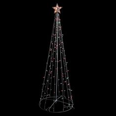 a lighted christmas tree with stars and lights in the shape of a star on top