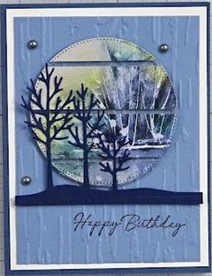 a birthday card with trees on it