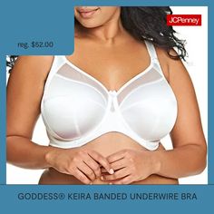 This women�s Keira banded underwire bra from Goddess� will feel silky smooth under your clothes. Made from a stretch satin fabric, it provides medium support, adjustable comfort straps, and hook-and-eye back closures. Bra Type: Full Coverage, Underwire, UnlinedFeatures: Adjustable Straps, Stretch FabricClosure Type: Hook & Eye, Back ClosureSupport: High SupportFiber Content: 61% Polyester, 30% Polyamide, 9% ElastaneFabric Description: SatinCare: Hand Wash, Line DryMaterial: PolyesterCountry of … Elomi Bras, Goddess Bras, Semi Sheer Top, Coverage Bras, Full Cup Bra, Plus Size Bra, Everyday Bra, Full Figured, Sheer Top