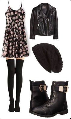 Outfit Ideas Feminine, Black Fashion Outfits, Cute Black Outfits, Rocker Chic Outfits, Polyvore Outfits Aesthetic, Fest Outfits, Rock Punk, Goth Outfits, 가을 패션