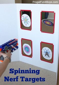 Nerf Target, Nerf Games, Diy Cardboard Toys, Nerf Birthday Party, Nerf Party, Cardboard Toys, Carnival Games, Diy Cardboard, Display Board