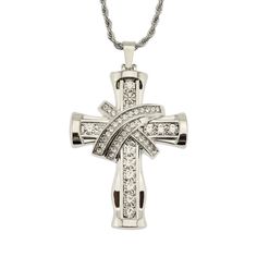 Divine Brilliance Crucifix - Ice Dazzle - VVX™ Lab Diamond - Pendant Jewelry Cheap, Earring Ring, Traditional Diamond, Neck Jewellery, Jewelry Wholesale, Crystal Necklace Pendant, Cross Pendant Necklace, Steel Necklace, Stainless Steel Necklace