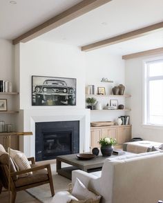 a living room filled with furniture and a fire place