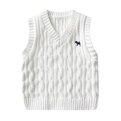 Wrap your little ones in the cozy comfort of our Cable Knit Vest! Made of soft, breathable cotton, this vest is perfect for layering during the transitional seasons. Whether for a girl or boy, its classic style adds a touch of sophistication to any outfit. Perfectly teamed with shirts, blouses, T Shirts, trousers, shorts or skirts from our range for versatile and stylish layering! Item Type: Vest Material: Cotton Fit: Fits true to size, take your normal size Age Range: 12 Months-5 Years Knitted Cotton Vest For Fall, Cute Cotton Sweater Vest For Fall, White Knitted Vest For Fall, Fall White Knitted Vest, Casual Solid Cotton Sweater Vest, Cozy Sleeveless Cotton Tops, Casual Solid Color Cotton Sweater Vest, Sleeveless Cable Knit Cotton Top, Cotton Sweater Vest For Winter