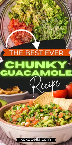 image of homemade guacamole in a bowl. Traditional Guacamole, Easy Guacamole Recipe, Best Dip Recipes, College Food, Chunky Guacamole, Amazing Meals