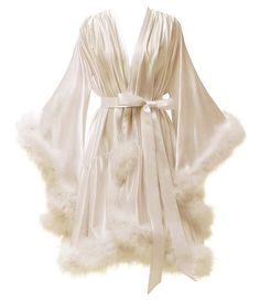 Feather Fur Robe Silk Satin Bridal Dressing Gown Sexy Illusion Lingerie Nightgown Bathrobe Sleepwear Long Sleeve Feather Robe For Parties, Elegant Party Robe With Feather Trim, Elegant Feathered Evening Robe, Elegant Robe With Feather Trim For Wedding Night, Wedding Satin Robe With Feathers, Feathered Robe For Wedding Night, Elegant Wedding Robe With Feathers, White Satin Party Robe, Feathered Dresses For Wedding Night