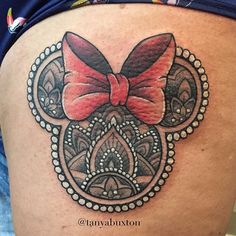 Minnie Mouse mandala to end the day with today ❤️ tanyabuxtontattoo@gmail.com Minnie Mouse Mandala, Minnie Mouse Tattoo, Minnie Tattoo, Mickey Tattoo, Mouse Tattoo, Gem Tattoo, Mickey Y Minnie