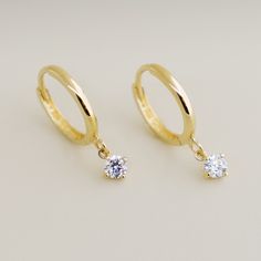 14K REAL Solid Gold Diamond CZ Drop Huggie Earrings Cartilage - Etsy Earrings Cartilage, Stylish Earring, Huggie Earrings, Huggie Hoop Earrings, Cartilage Earrings, Fine Jewellery Earrings, Selling Jewelry, Gold Charm, Huggies Earrings