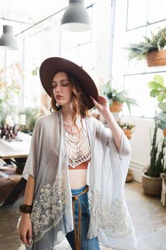 Lady Lu Embroidered Kimono – Lions & Lu Long Floral Kimono, Crochet Kimono, Embroidered Kimono, Summer Capsule Wardrobe, Lace Kimono, Floral Accessories, Western Boho, Mom Dress, Kimono Cardigan