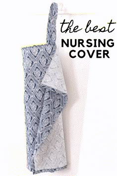 the best nursing cover in blue and white with text overlay that reads, the best nursing cover