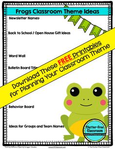 frog themed classroom theme ideas for teachers to use with their class's freebies