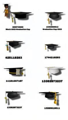 graduation caps and tassels are shown in this graphic style, with the numbers below them