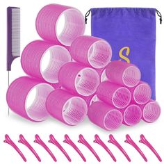 PRICES MAY VARY. [EASY TO USE] - These self grip rollers are extremely easy to put in and to take out. Instructions on how to use them are on the package. The instructions are only a of the ways that you can use them. [VOLUME BUILDING] - Get beautiful voluminous hair with Sungenol Hair Rollers. These salon hairdressing curlers help add great body and bounce to hair making beautiful and stylish curls. [DIFFERENT SIZES] -This Hair roller set includes 3 sizes, Jumbo rollers X6, Large rollers X6 and Roller Set Hair, Rose Red Hair, Diy Hair Styles, Hair Roller Set, Hair Roller Clips, Rosé Red Hair, Roller Set Hairstyles, Heatless Curlers, Hair Roller