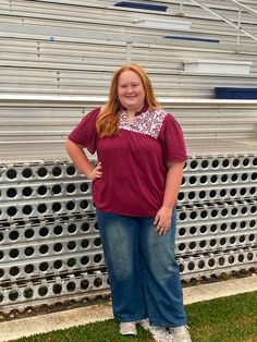 Elko Maroon Top Soft maroon with a silky texture to this Elko maroon top, designed with an embroidered detail at the top and a pleated sleeves is sure to stand out with white embroidery, stand up ruffle collar and v-ne! Not to mention it is perfect for game days, casual outings, or any occasion where you want to display your school pride with style and elegance Fabric: 100% Rayon Washing Instructions to Follow: Hand Wash, By Hand, Not Machine Hand Cycle Hang Dry Do Not Bleach This top typically ships within 1 to 2 days. Shop Great Gifts at MainStreet Mercantile Embroidery Stand, Kids Candles, Maroon Top, Silky Texture, Pleated Sleeves, School Pride, Girls Graphic Tee, Ruffle Collar, White Embroidery