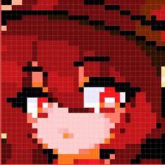 an image of the face of a person with red hair and glasses, made up of squares