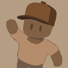 an animated image of a person wearing a hat and holding his hand up in the air