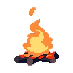 an image of a pixel art campfire