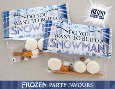 two frozen party favors in cellophane bags