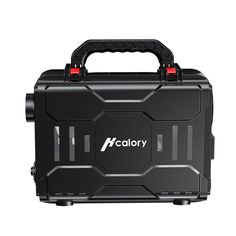 the cadory tool box is black and has red lights on it's side