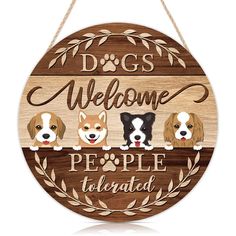 PRICES MAY VARY. 🐕Why Choose Our Dog Welcome Sign?—— Decorate your place with artistic and chic. Adorable cartoon dogs combined with the humorous welcome phrase "Dogs Welcome People Tolerated" fully demonstrate your love for dogs and humorous temperament. This will impress your guests deeply. 🎁Warm Gift For Someone—— As a special and meaningful gift for your family and friends, especially dog lovers and dog owners. This Funny Dog Sign is perfect as a sweet gift. Also a good choice as a housewa Cricut Dog Signs, Animal Front Door Sign, Dog Door Hanger Signs, Dog Wooden Door Hangers, Welcome Sign Front Door Dog, Dog Theme Door Hanger, Dog Signs For Home Front Doors, Dog Signs For Home Front Doors Entrance, Painted Door Hangers Dog