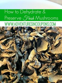 how to dehydraate and preserve fresh mushrooms from the ground up with text overlay