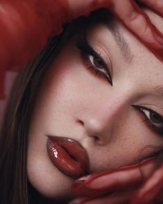 Smokey Red Makeup, Halloween Makeup 2024, Red Makeup Looks, Red Eye Makeup, Bold Makeup Looks, Red Lip Makeup, Valentines Makeup, Red Makeup