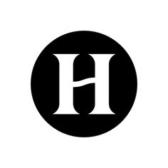 the letter h in a black circle