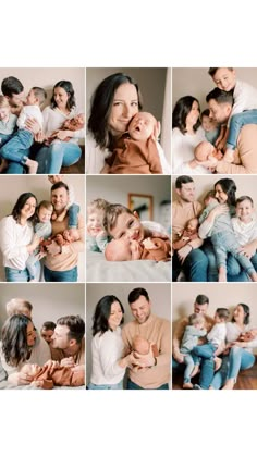 a collage of photos showing people and their babies in different stages of birthing