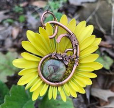 Rainforest Agate Pendant in Copper with leaf accents Jasper Pendant, Hand Shapes, Gold Pattern, Jasper Beads, Jasper Gemstone, Earthy Tones, Beaded Pendant, Nature Inspiration, Gemstone Rings