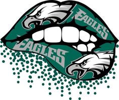 the eagles logo with an eagle's mouth and two eagles on top of it