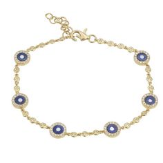 14K Gold Diamond Halo Lapis Evil Eyes Bracelet Bracelet With Diamonds, Gold Diamond Bracelet, Evil Eye Design, Diamond Huggies, Diamond Evil Eye, Baguette Diamond Rings, Diamond Heart Ring, Be First, Evil Eyes