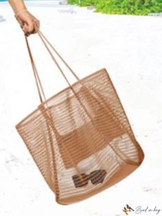 BirdinBag - Airy Mesh Shoulder Tote Bag Everyday Lightweight Brown Bag, Lightweight Bags For Daily Use, Lightweight Beige Shopping Bag, Lightweight Rectangular Brown Shoulder Bag, Lightweight Brown Bag For Everyday Use, Trendy Lightweight Rectangular Bags, Lightweight Brown Shoulder Bag For Everyday, Lightweight Rectangular Shoulder Bag For Shopping, Lightweight Tote Shoulder Bag