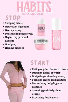 #habits #pink #aestchetic Good Habits To Do Everyday, How To Be Healthier Daily Routines, Daily Princess Habits, That Girl Habits, Princess Habits, How To Get Your Life Together, Healthy Life Motivation, How To Be That Girl, Good Habits To Start