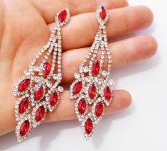 I just added a new item to eBay, Chandelier Earrings Rhinestone Red Crystal 3.5 inch! #eBay #eBaySeller Hollywood Jewelry, Celebrities Earrings, Pageant Jewelry, Red Chandelier, Dance Earrings, Dramatic Earrings, Pageant Earrings, Tropical Jewelry, Belly Dance Jewelry